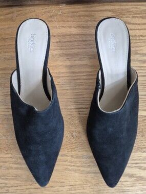Botkier New York Black Suede Pointed Toe Kitten Heel Mules 7.5 NWT